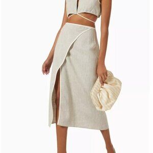 Matthew Bruch Bound Wrap Linen Midi Skirt